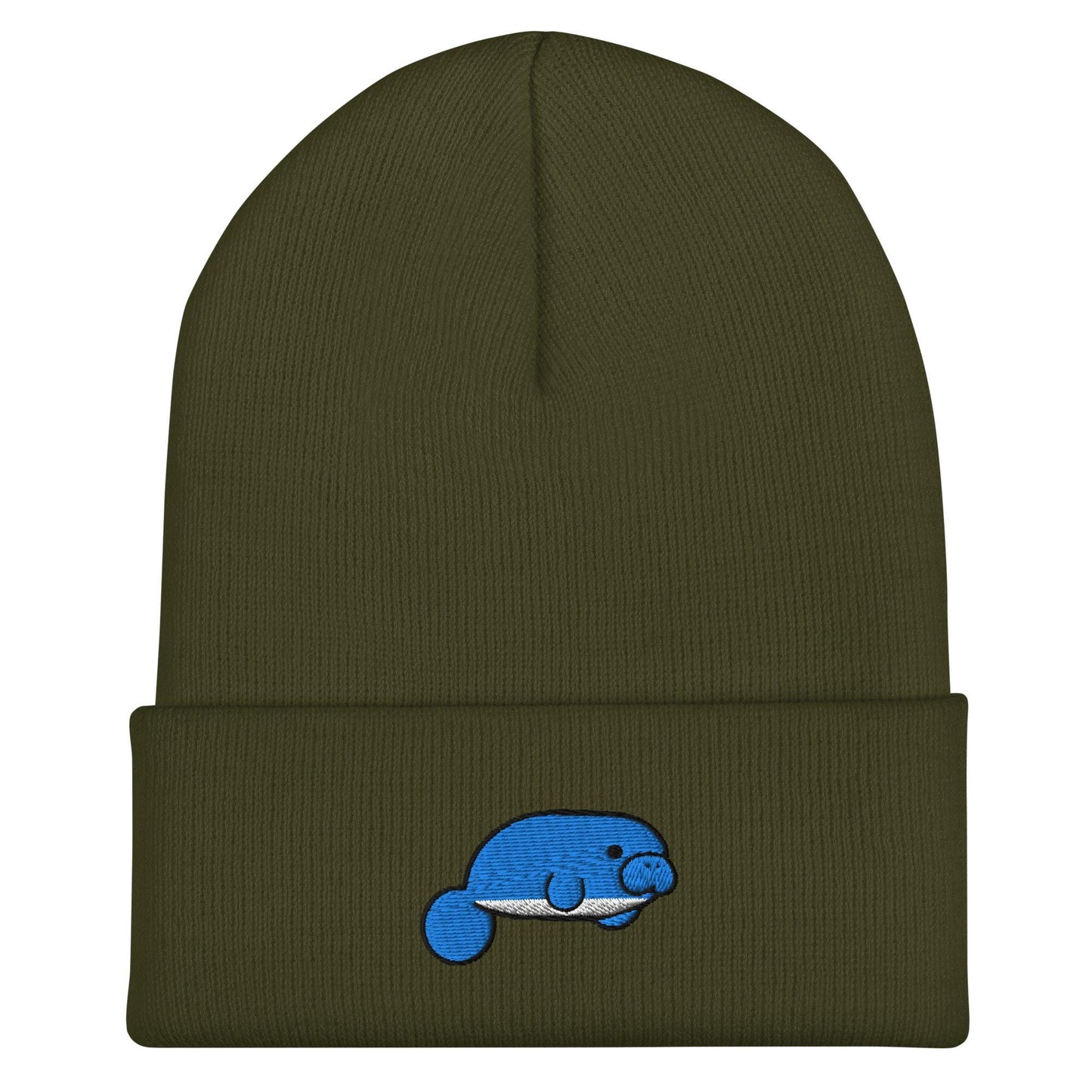 Manatee Beanie, Handmade Cuffed Knit Unisex Slouchy Adult Winter Hat Cap Gift, Kawaii