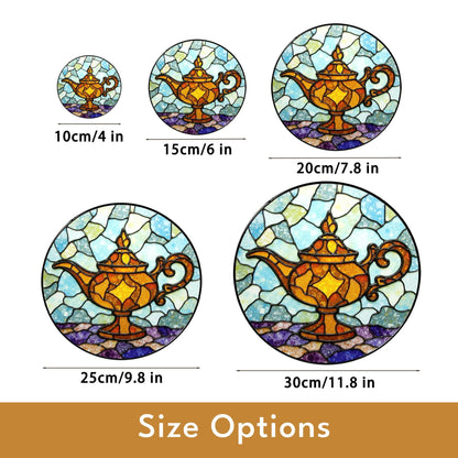 Stained Glass Genie Lamp Suncatcher Unique Handmade Window Decoration Gift for Home or Special Occasion