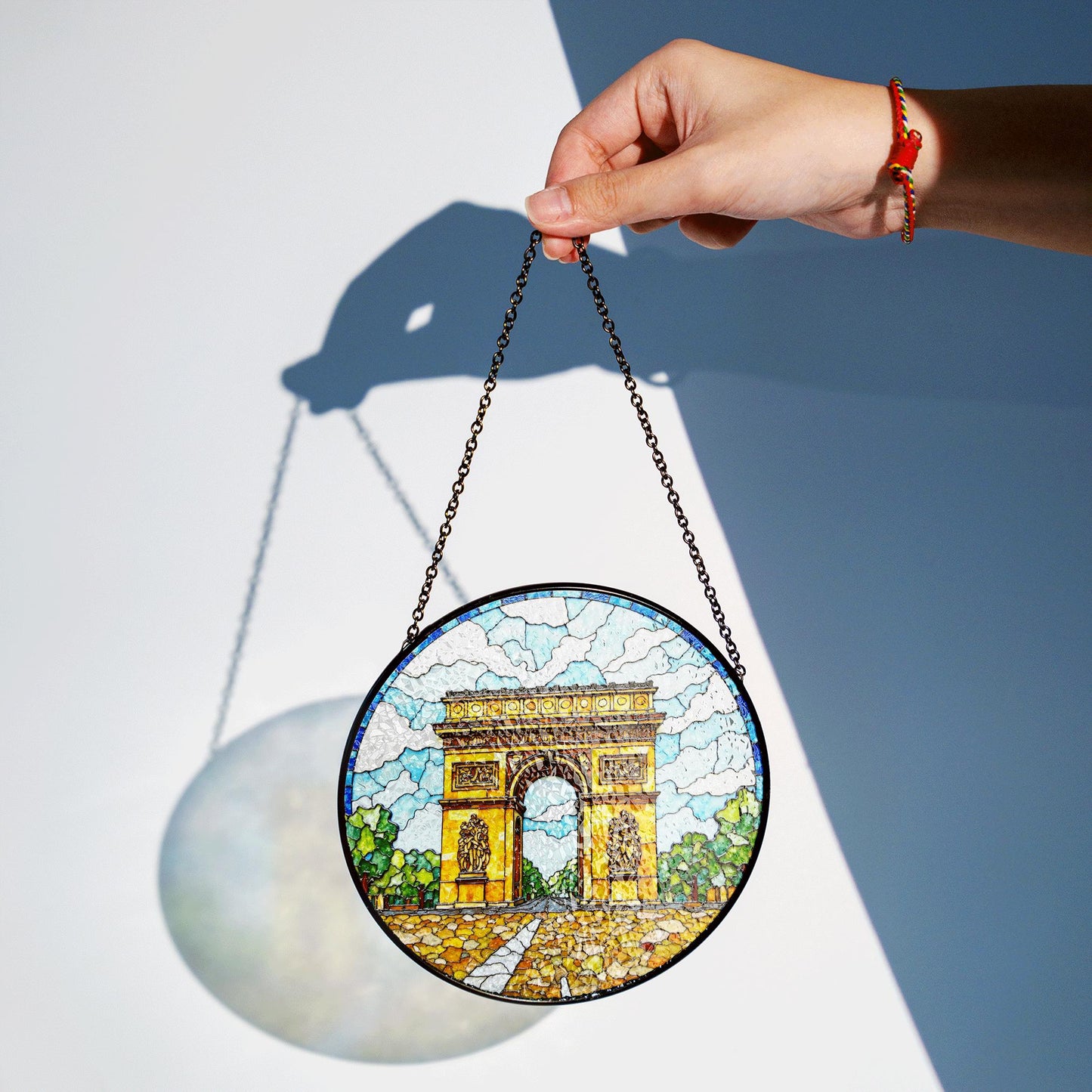 Stained Glass Arc de Triomphe Suncatcher Window Hanging Gift for Travelers