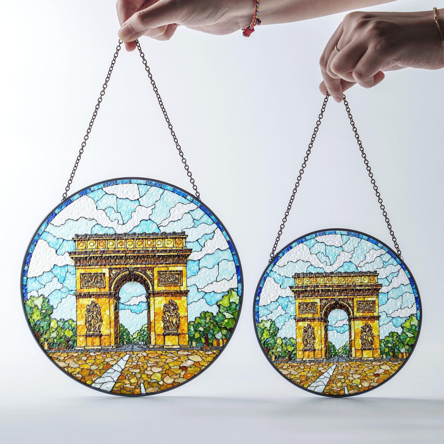 Stained Glass Arc de Triomphe Suncatcher Window Hanging Gift for Travelers