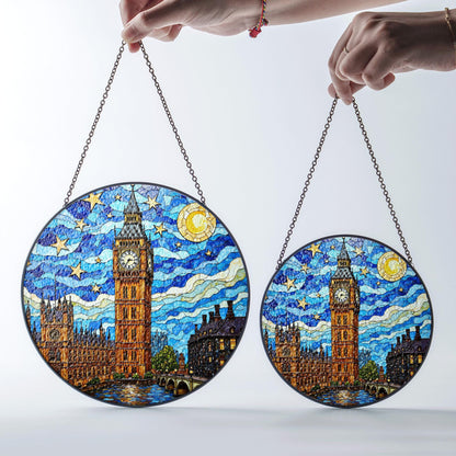 Big Ben Stained Glass Suncatcher Starry Night London Skyline Gift for Her