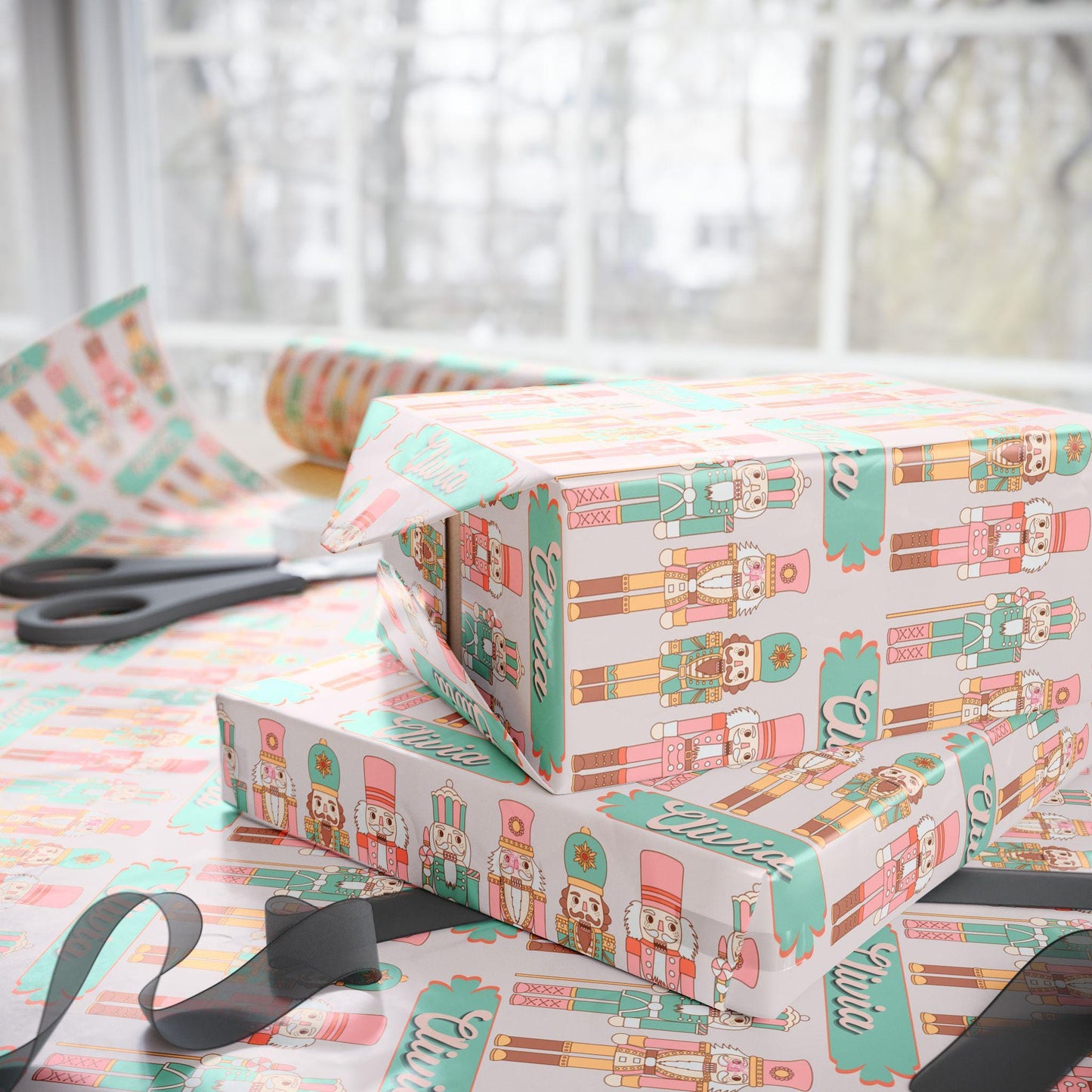 Personalized Children's Gift Wrap Papers - Kids Personalized Christmas Wrapping Paper - Vintage Toy Soldier Design