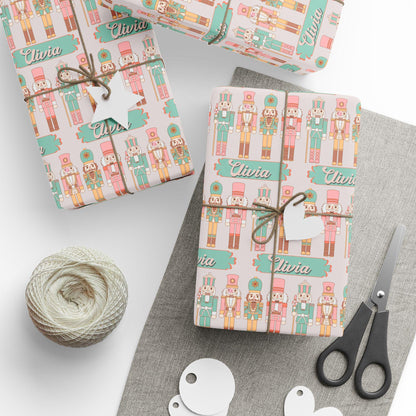 Personalized Children's Gift Wrap Papers - Kids Personalized Christmas Wrapping Paper - Vintage Toy Soldier Design