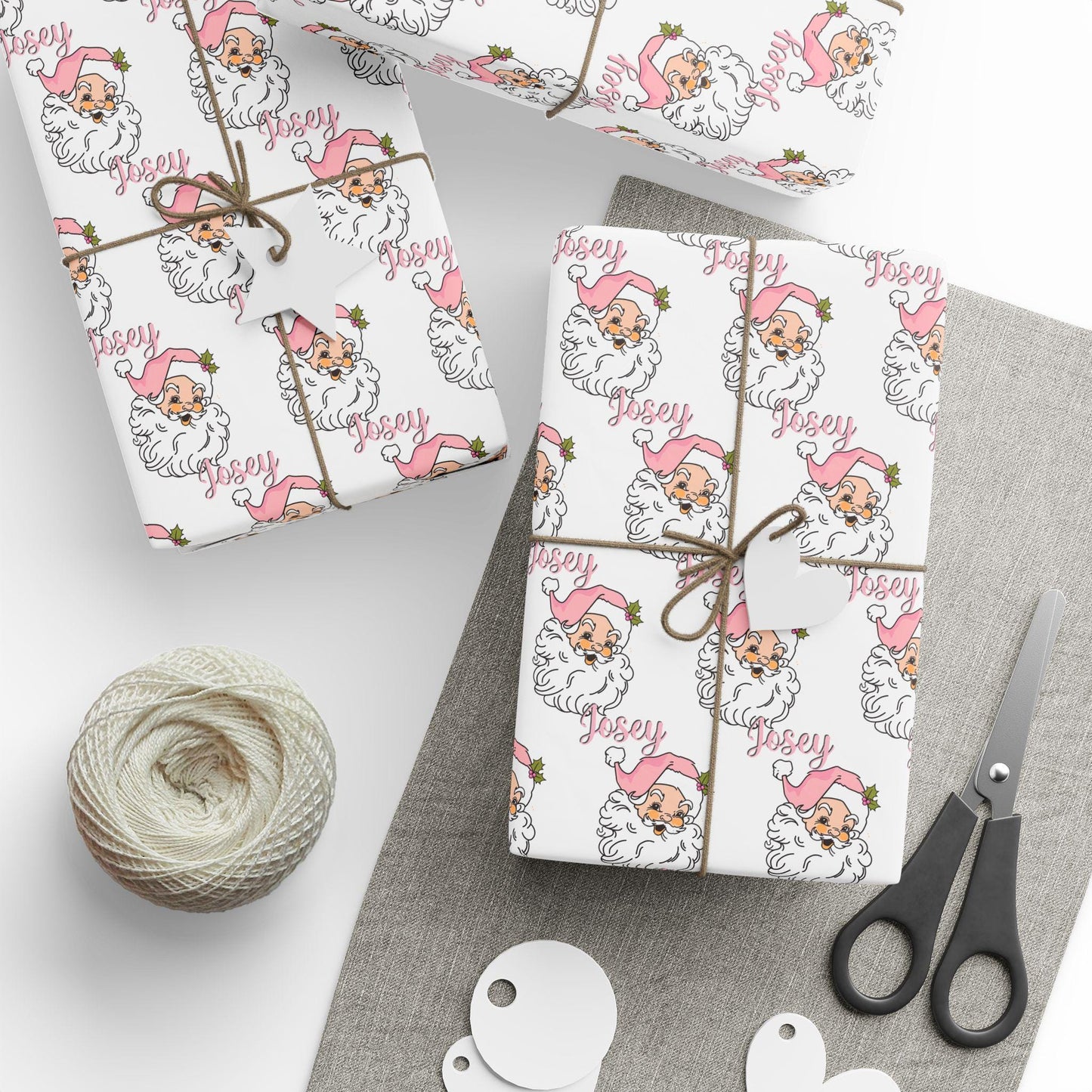 Pink Santa Personalizable Wrapping Paper - Girls Holiday Gift Wrap