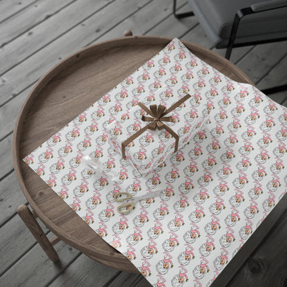 Pink Santa Personalizable Wrapping Paper - Girls Holiday Gift Wrap