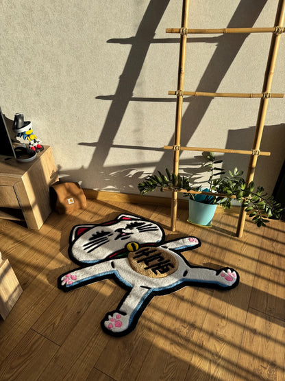 Custom Cat Rug: Tufted Wool, 3D Fluffy Handmade Carpet