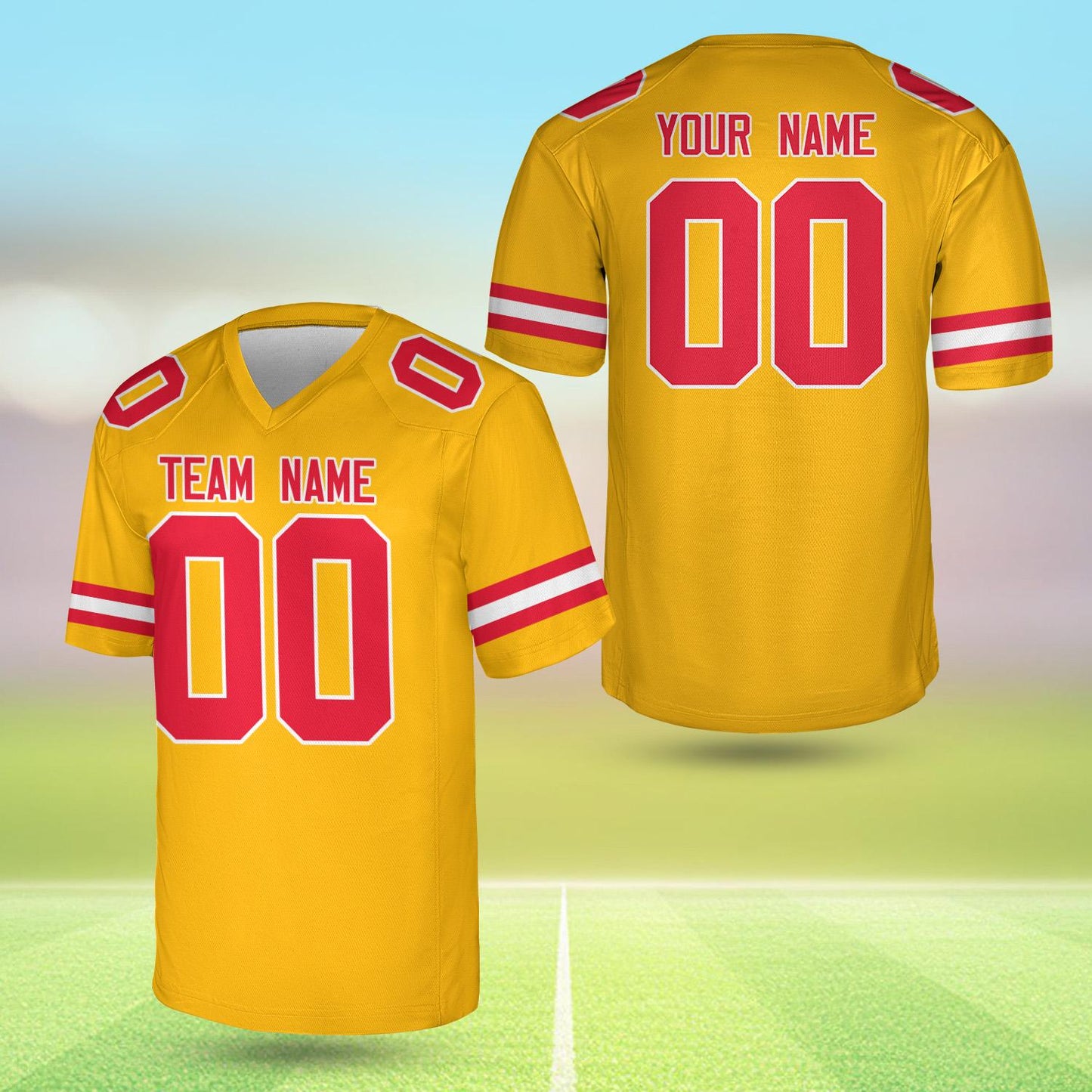 Personalized Team Name And Number Any Football Jersey, Custom V-neck Short Sleeve Jersey Shirt, Football Jersey For Football Fan Lover