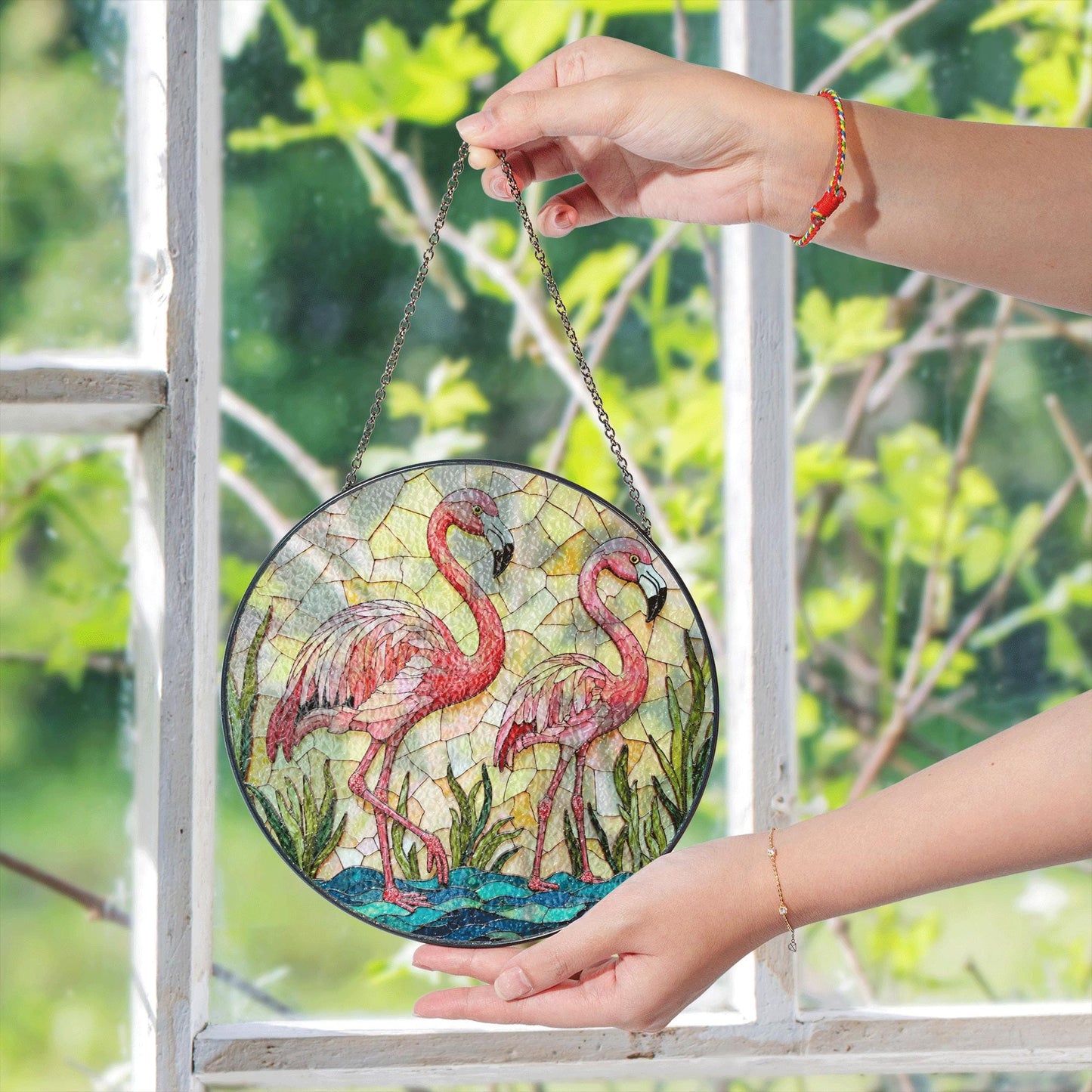 Flamingo Stained Glass Suncatcher Window Decoration Art Gift for Her