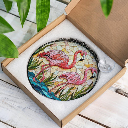 Flamingo Stained Glass Suncatcher Window Decoration Art Gift for Her