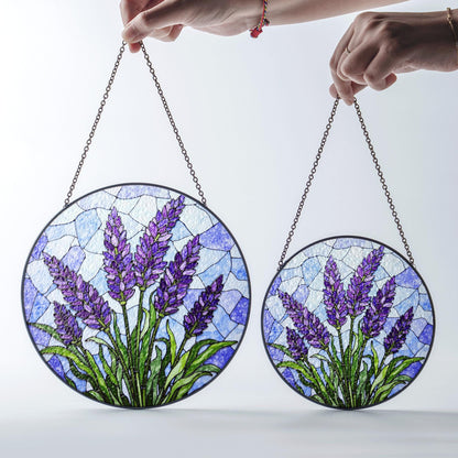 Lavender Stained Glass Suncatcher Purple Floral Window Decoration Gift for Her