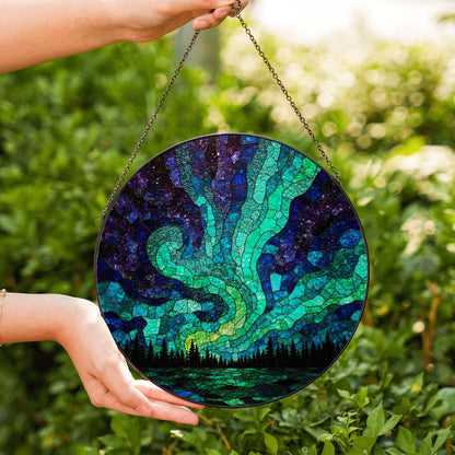 Northern Lights Suncatcher Stained Glass Gift Nature Lovers Home Decor