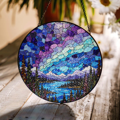 Stained Glass Landscape Suncatcher Nature Scenic Window Decoration Gift for Nature Lovers