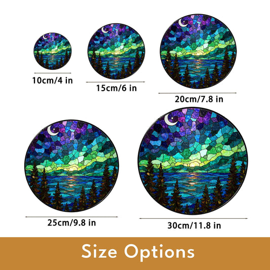 Northern Lights Stained Glass Suncatcher Nature Landscape Gift for Her