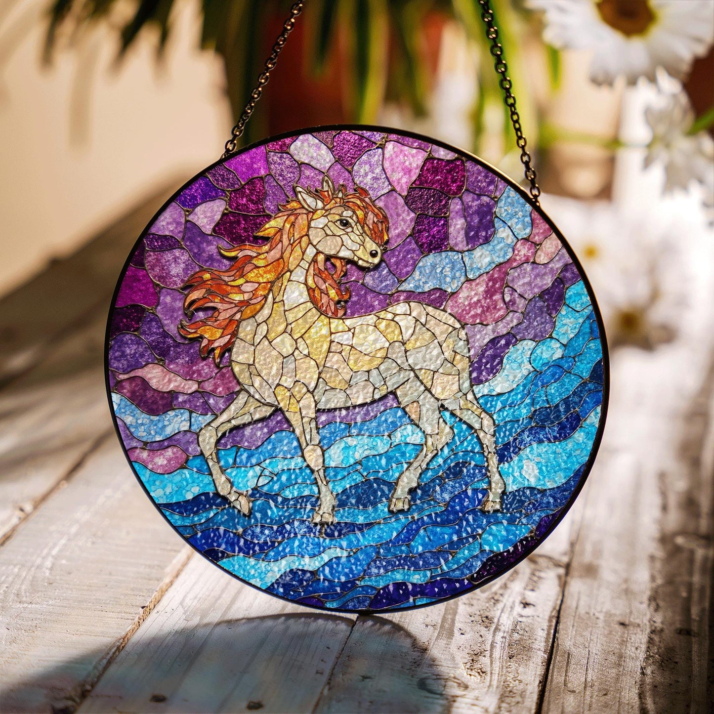 Stained Glass Unicorn Suncatcher Rainbow Decor Gift for Unicorn Lovers
