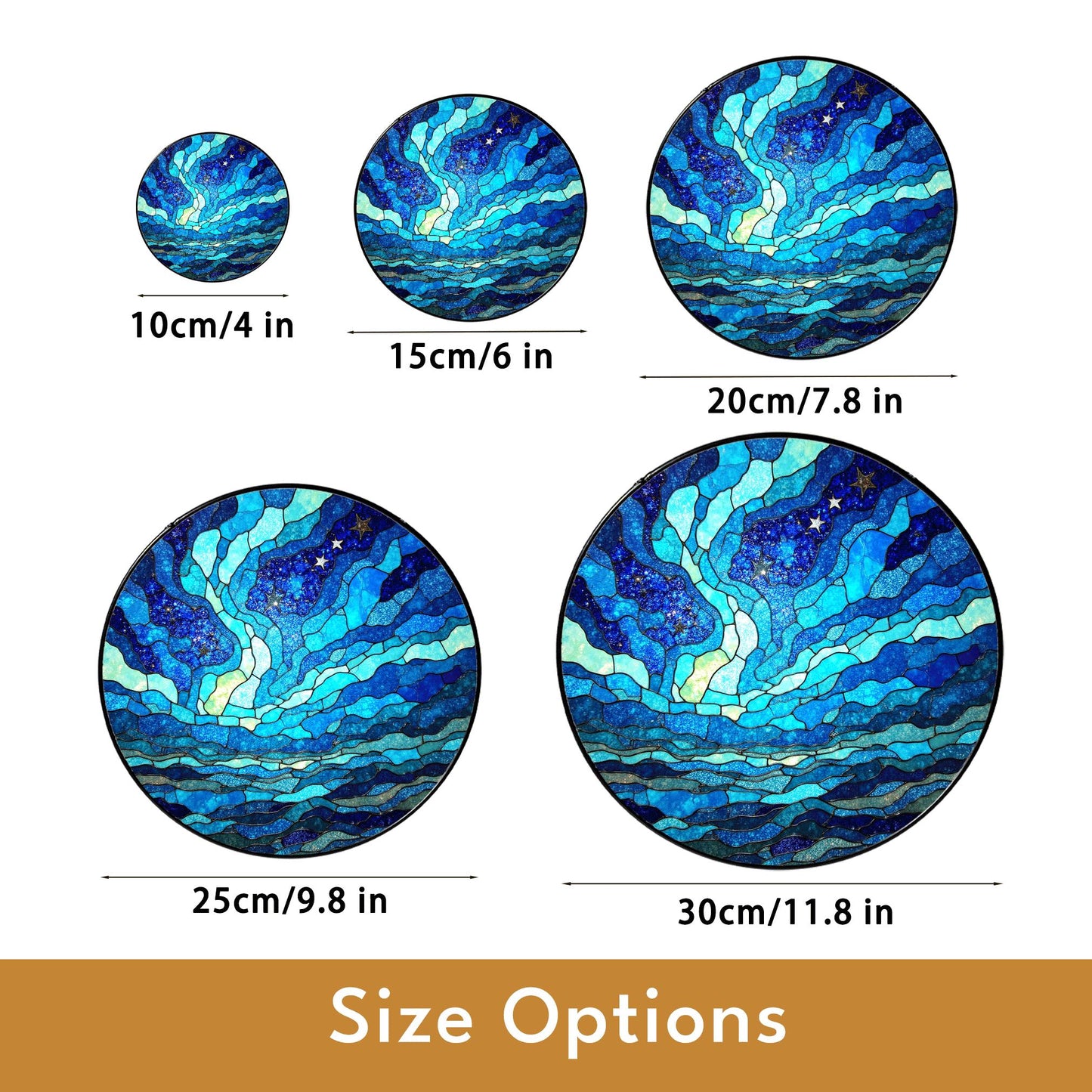 Stained Glass Suncatcher Blue Waves Ocean Gift for Nature Lovers Home Decor