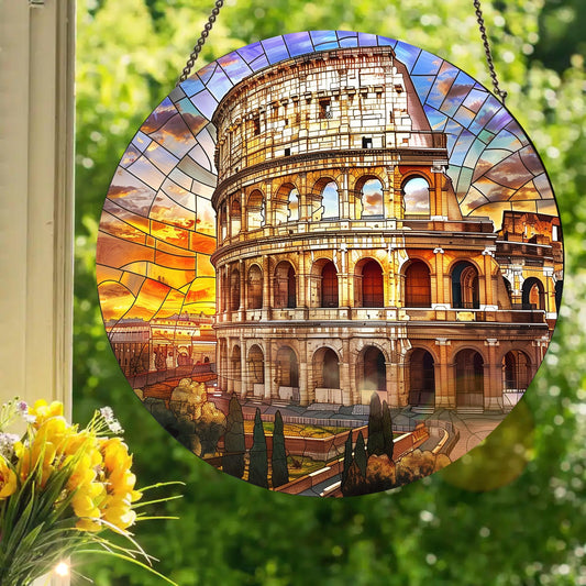 Roman Colosseum: Stained Glass Style Window Hanging