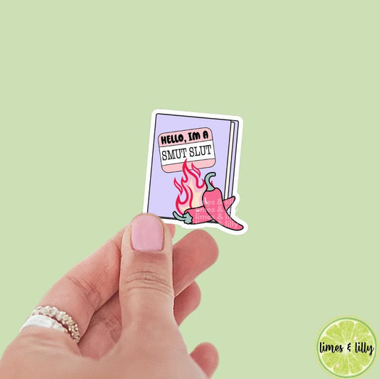 Hello I’m a Smut Slut Name Tag Book Sticker | Bookish stickers | kindle stickers | laptop | spicy romance | smutty | trendy stickers
