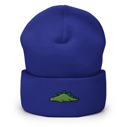 Dinosaur Embroidered Beanie, Handmade Cuffed Knit Unisex Slouchy Adult Winter Hat Cap Gift, Kawaii