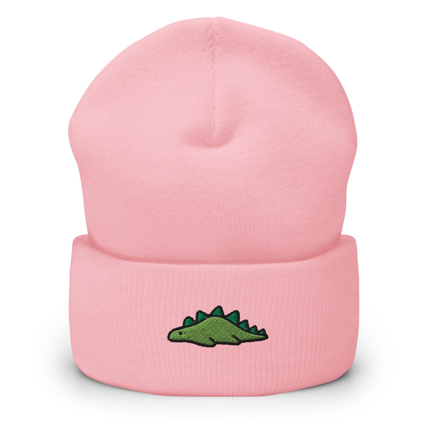 Dinosaur Embroidered Beanie, Handmade Cuffed Knit Unisex Slouchy Adult Winter Hat Cap Gift, Kawaii