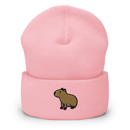 Capybara Beanie, Handmade Cuffed Knit Unisex Slouchy Adult Winter Hat Cap Gift, Kawaii