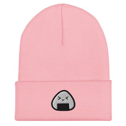 Onigiri Beanie, Handmade Cuffed Knit Unisex Slouchy Adult Winter Hat Cap Gift, Kawaii