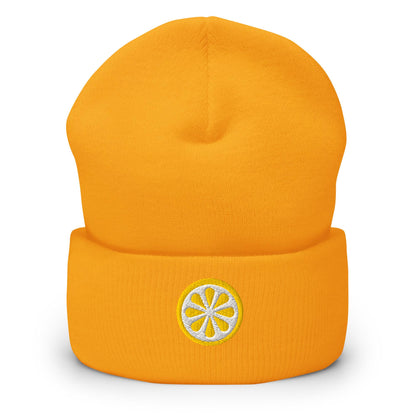 Lemon Beanie, Handmade Cuffed Knit Unisex Slouchy Adult Winter Hat Cap Gift, Kawaii