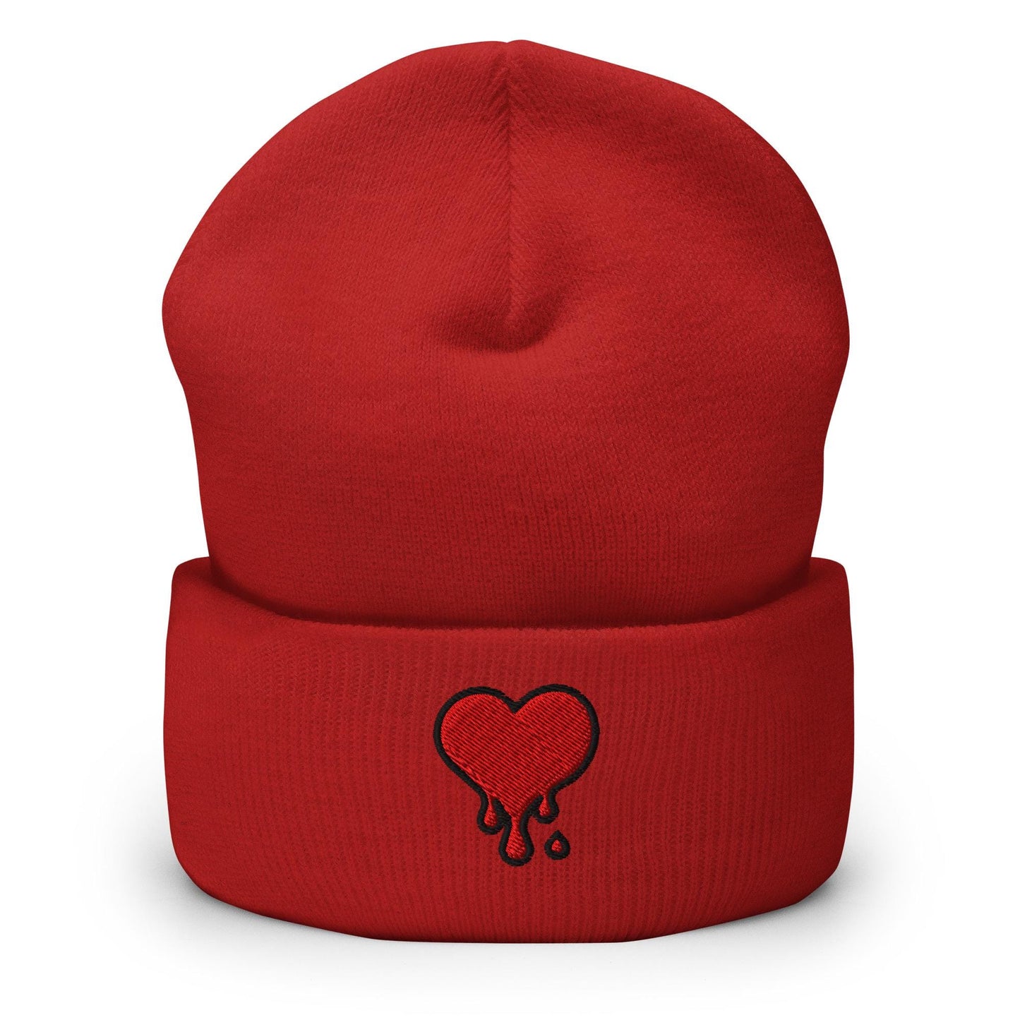 Bleeding Heart Beanie, Handmade Cuffed Knit Unisex Slouchy Adult Winter Hat Cap Gift, Kawaii
