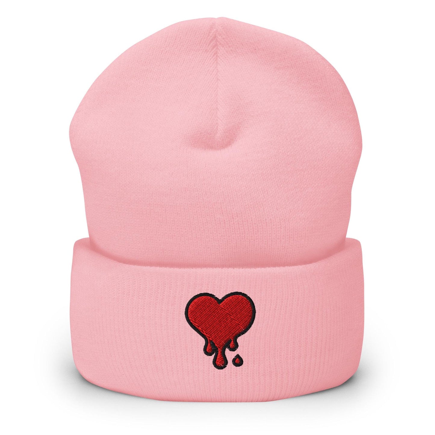 Bleeding Heart Beanie, Handmade Cuffed Knit Unisex Slouchy Adult Winter Hat Cap Gift, Kawaii