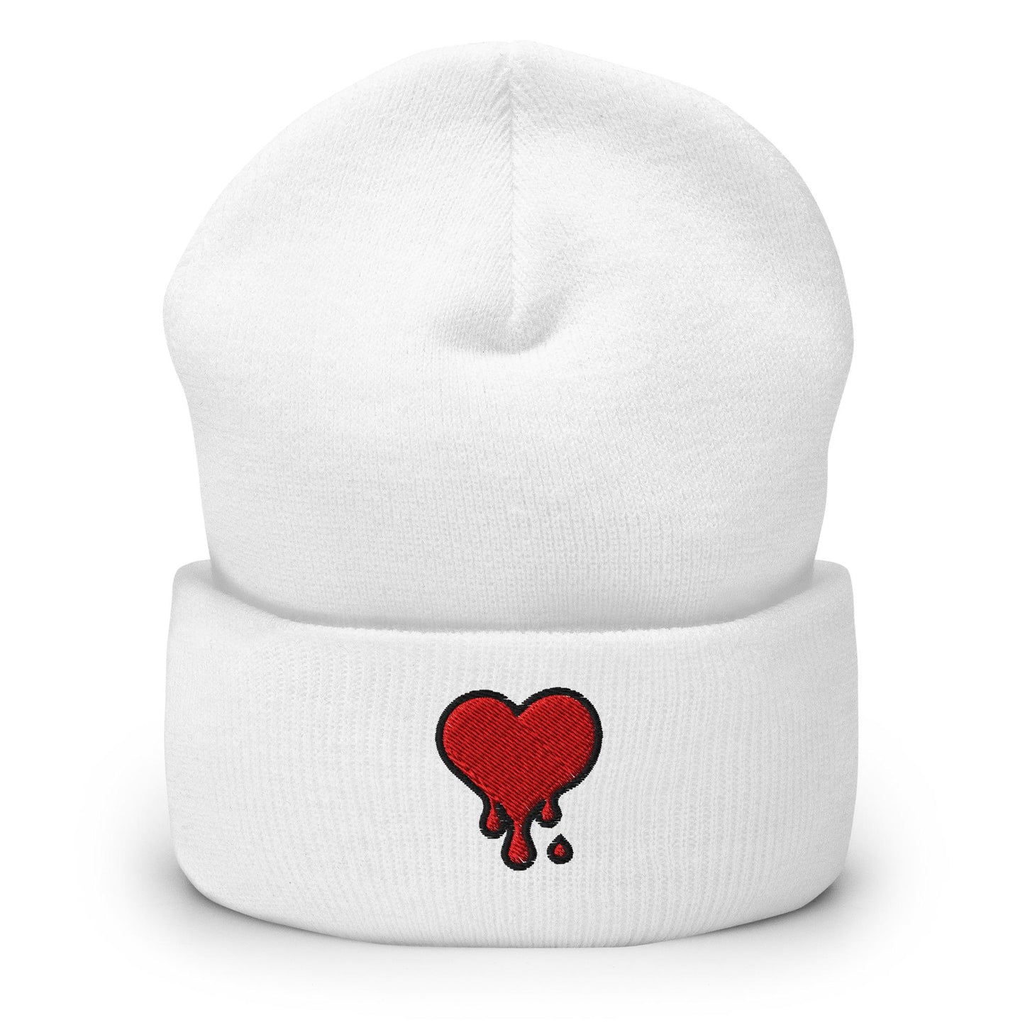 Bleeding Heart Beanie, Handmade Cuffed Knit Unisex Slouchy Adult Winter Hat Cap Gift, Kawaii