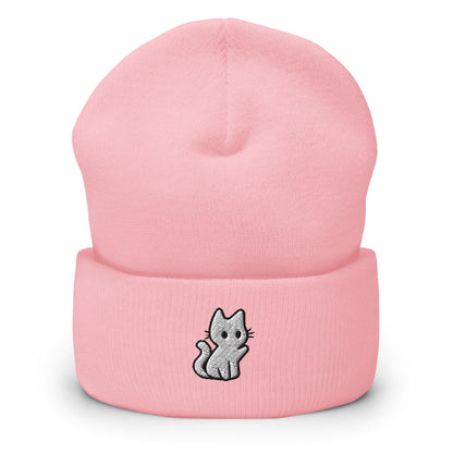 Cat Beanie, Handmade Cuffed Knit Unisex Slouchy Adult Winter Hat Cap Gift, Kawaii