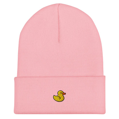Rubber Duck Beanie, Handmade Cuffed Knit Unisex Slouchy Adult Winter Hat Cap Gift, Kawaii