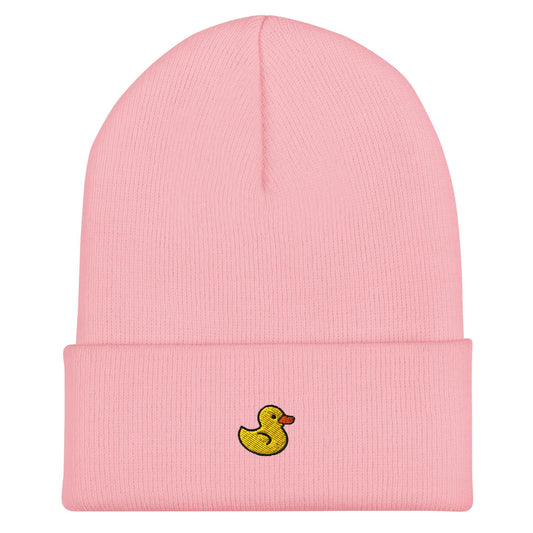 Rubber Duck Beanie, Handmade Cuffed Knit Unisex Slouchy Adult Winter Hat Cap Gift, Kawaii