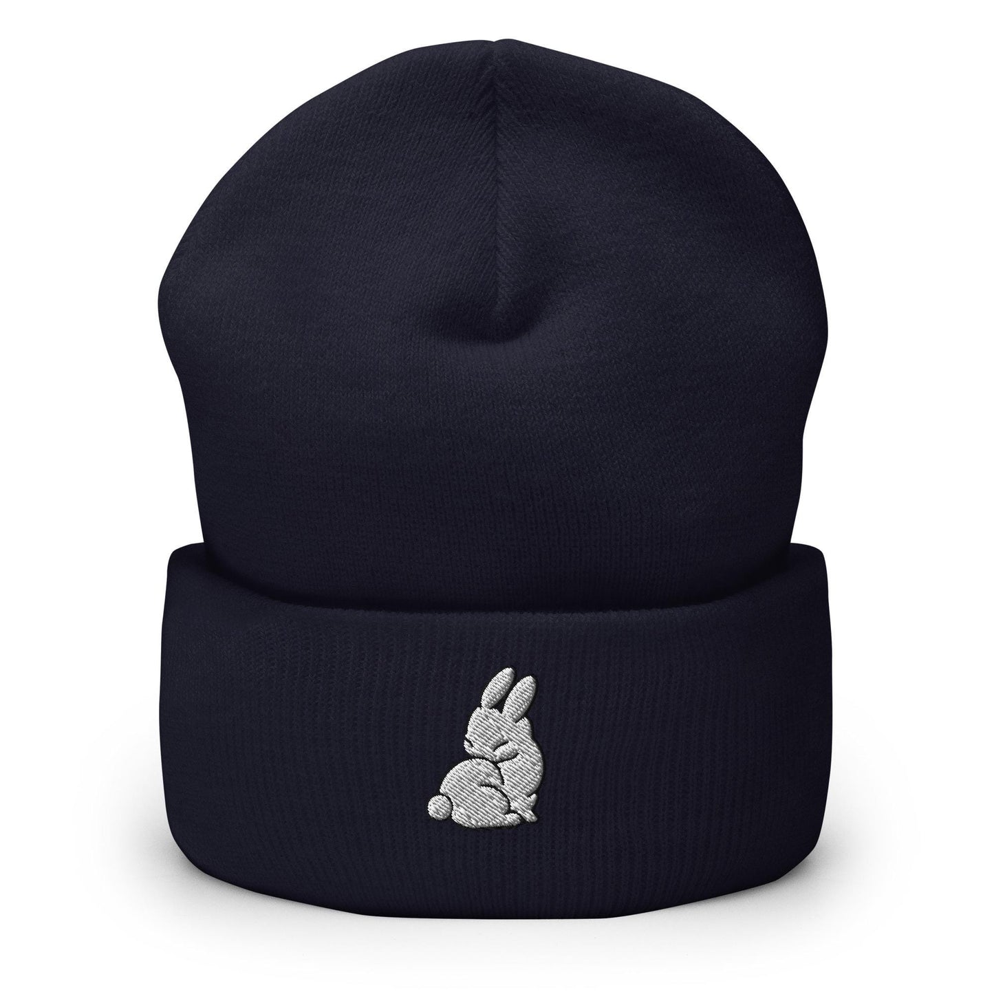 Rabbit Beanie, Handmade Cuffed Knit Unisex, Forestcore, Adult Winter Hat Cap Gift, Kawaii