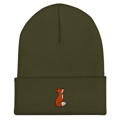 Fox Beanie, Handmade Cuffed Knit Unisex, Forestcore, Adult Winter Hat Cap Gift, Kawaii