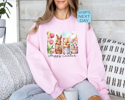 Easter Vibes Sweatshirt, Retro Easter Shirt, Rabbit Lover Gift, Easter Egg Hunt, Easter Chicks Shirt, Happy Easter Graphic Shirt