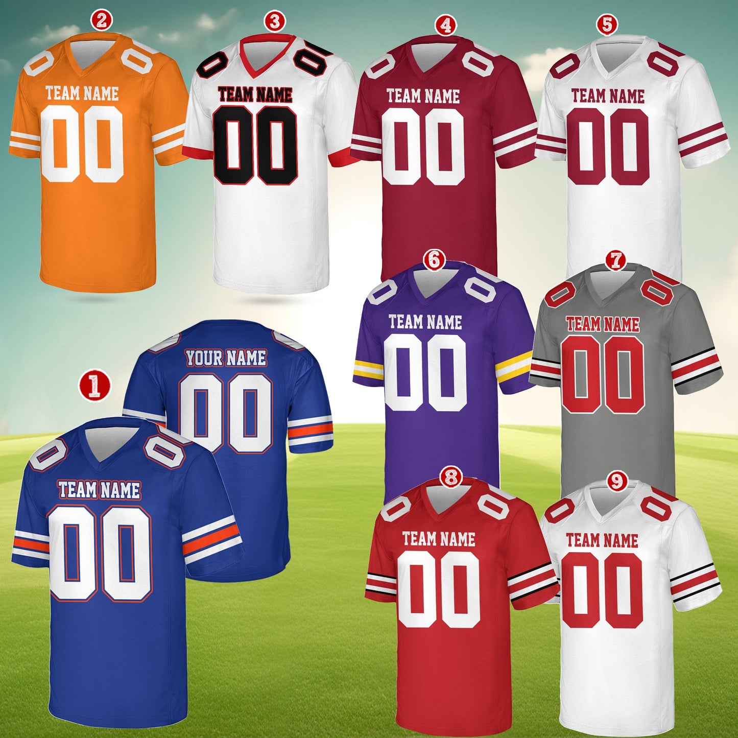 Personalized Team Name And Number Any Football Jersey, Custom V-neck Short Sleeve Jersey Shirt, Football Jersey For Football Fan Lover
