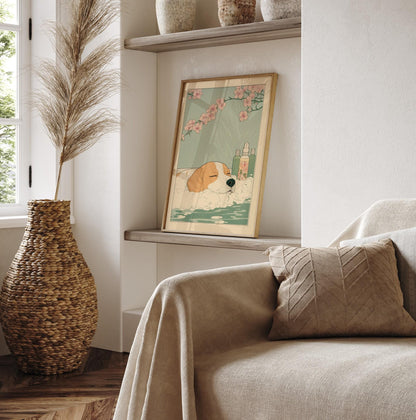 Beagle Bathroom Art Print: Ukiyo-e Japanese Style Wall Art