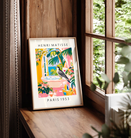 Peregrine Falcon Bathroom Print: Henri Matisse Style Artwork