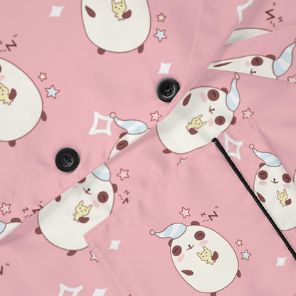 Kawaii Sleeping Bears Satin Pajama Set, Cute PJs for Women, Sleepwear Gift, Lounge Wear, Nightwear,