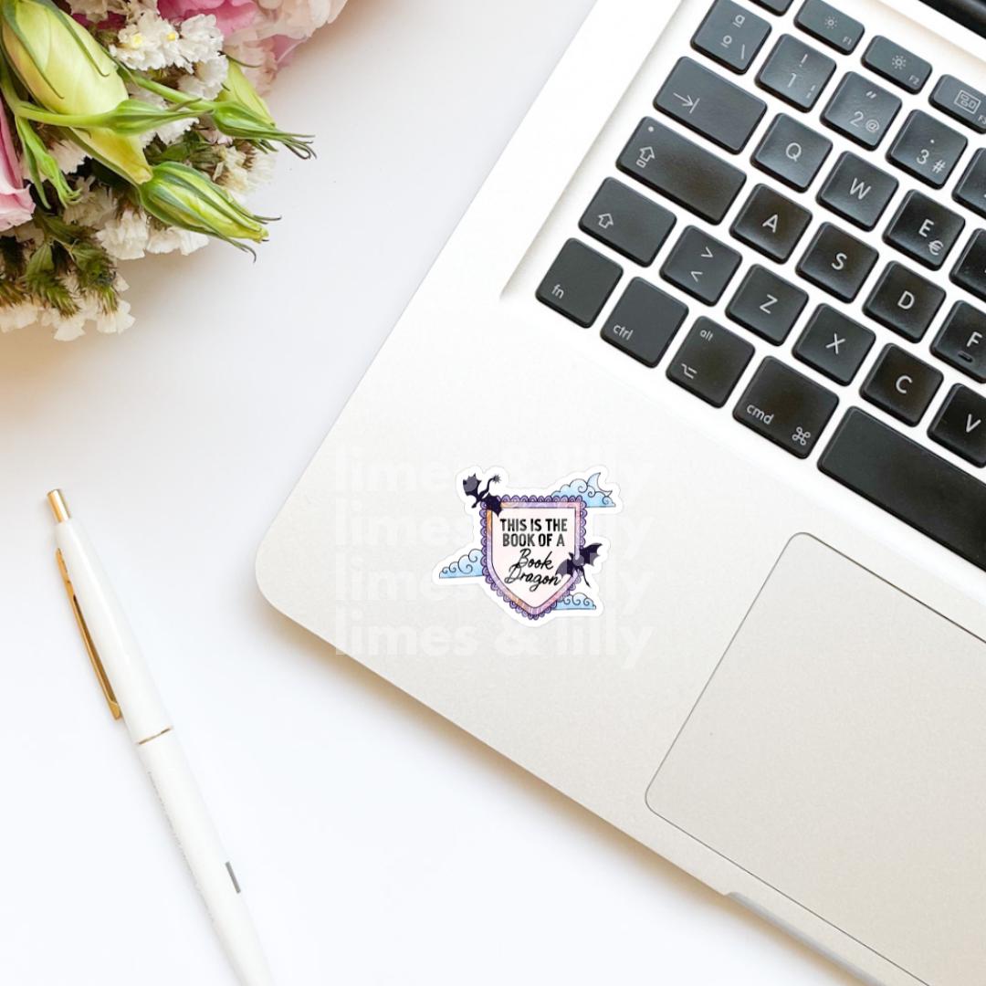 This is the Book of a Book Dragon Shield Vinyl Sticker | Book Inspired | Bookish Stickers | Kindle | Laptop | Decal | Romantasy Book Merch