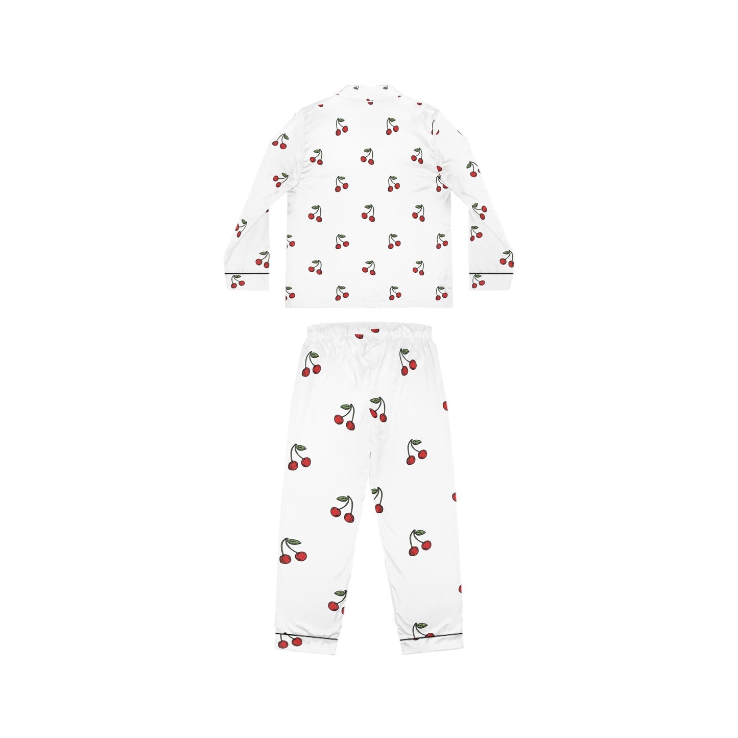 Sleep soundly with these Satin Cherry Pajamas, Cute Cherry Print Pajama Set, Soft Satin Sleepwear, Cherry Patterned Loungewear, Gift for Her