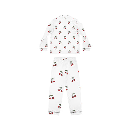 Sleep soundly with these Satin Cherry Pajamas, Cute Cherry Print Pajama Set, Soft Satin Sleepwear, Cherry Patterned Loungewear, Gift for Her