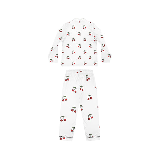 Sleep soundly with these Satin Cherry Pajamas, Cute Cherry Print Pajama Set, Soft Satin Sleepwear, Cherry Patterned Loungewear, Gift for Her