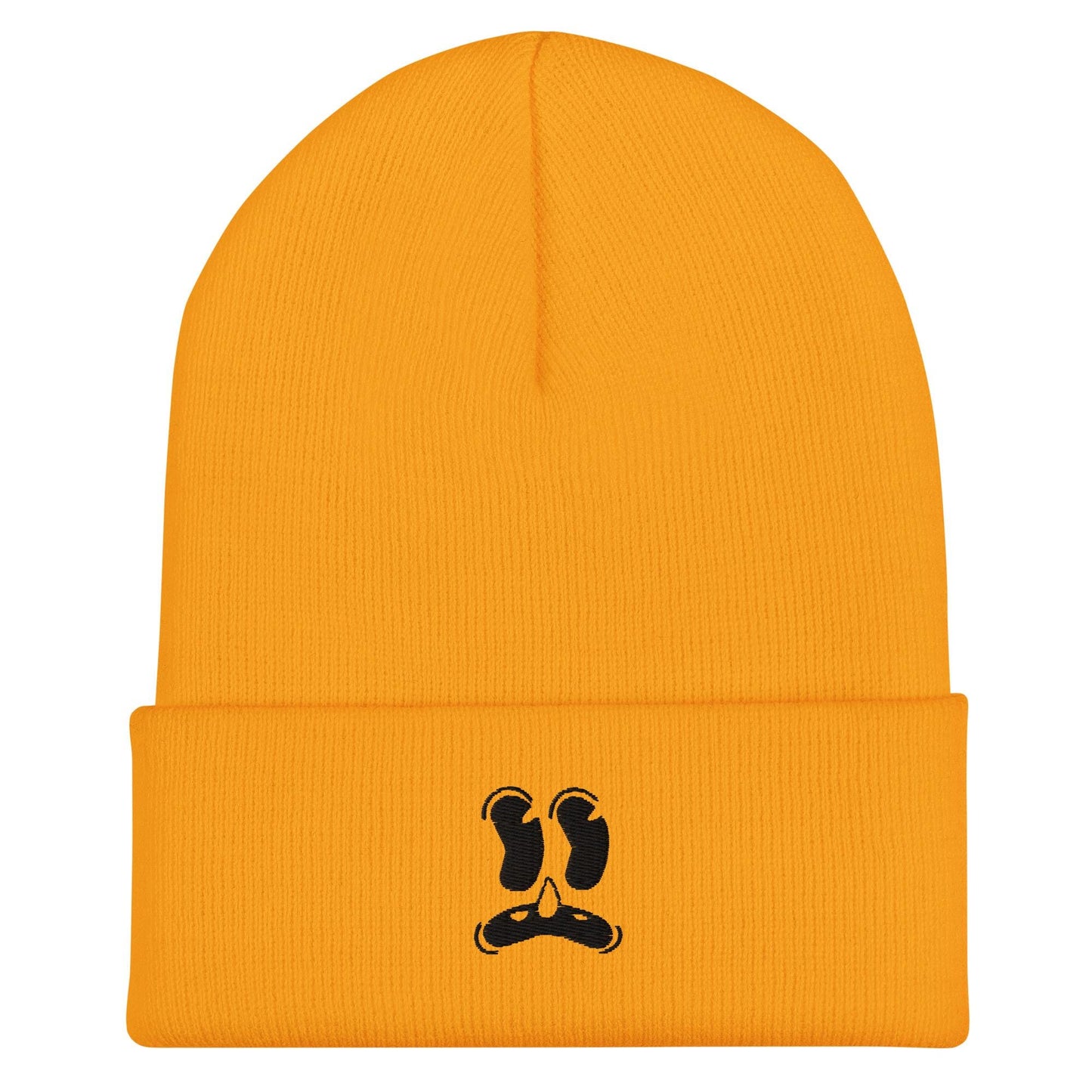 Cheeky Cartoon Face Beanie, Handmade Cuffed Knit Unisex Slouchy Adult Winter Hat Cap Gift, Rubber Hose Style, Kawaii