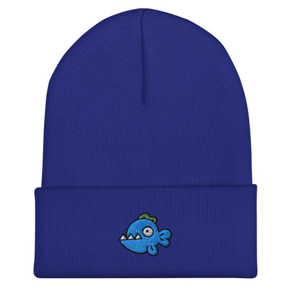 Fish Beanie, Handmade Cuffed Knit Unisex Slouchy Adult Winter Hat Cap Gift, Kawaii