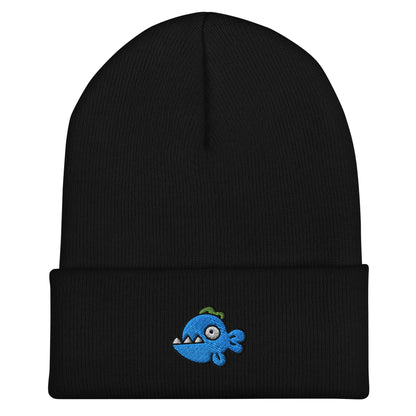 Fish Beanie, Handmade Cuffed Knit Unisex Slouchy Adult Winter Hat Cap Gift, Kawaii
