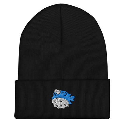 Pufferfish Beanie, Handmade Cuffed Knit Unisex Slouchy Adult Winter Hat Cap Gift, Kawaii