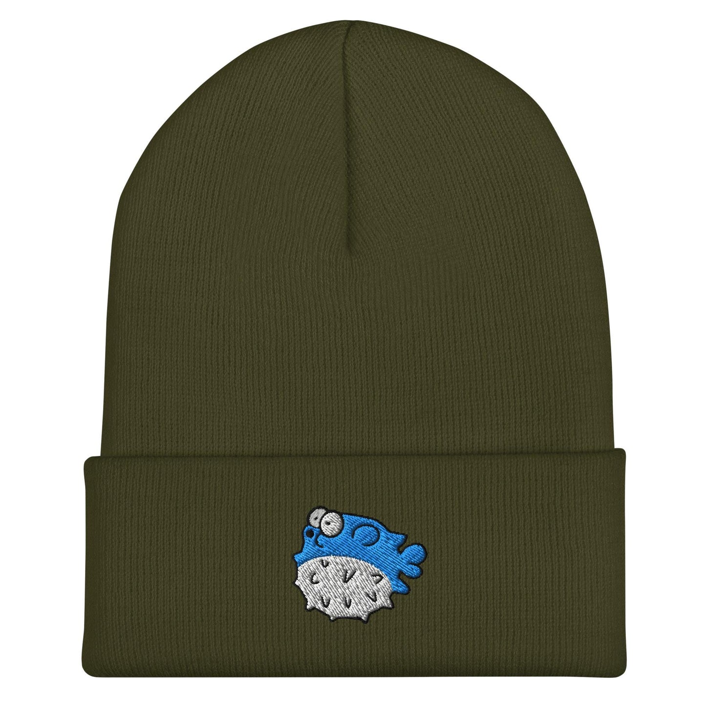 Pufferfish Beanie, Handmade Cuffed Knit Unisex Slouchy Adult Winter Hat Cap Gift, Kawaii