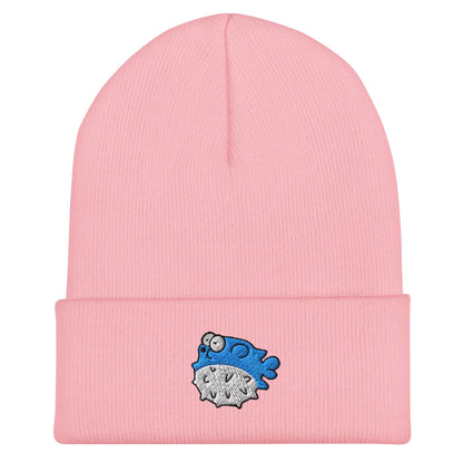 Pufferfish Beanie, Handmade Cuffed Knit Unisex Slouchy Adult Winter Hat Cap Gift, Kawaii