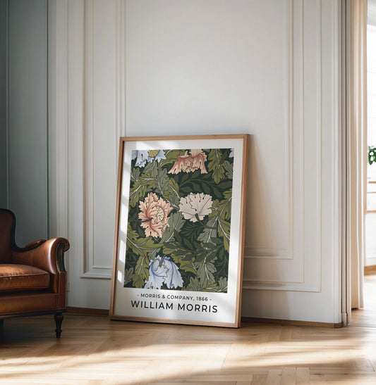 William Morris Poster, William Morris Print, William Morris Red Art, Vintage Poster, Green Floral Print, Floral Vintage Print